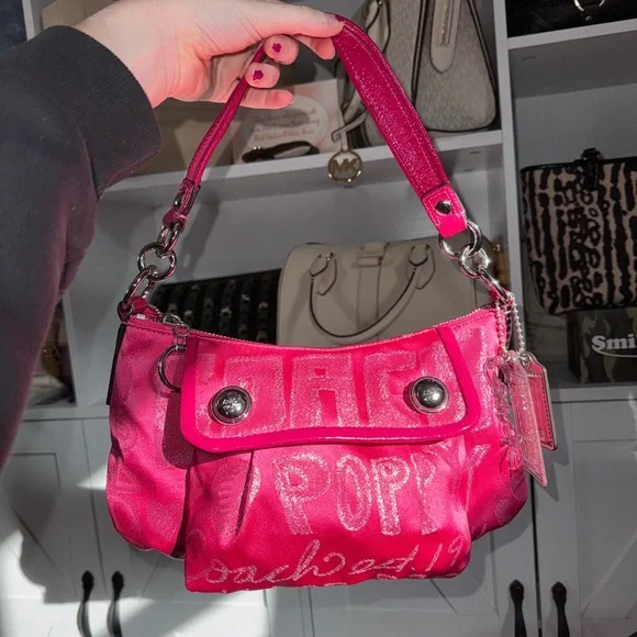 Coach Poppy Pink Storypatch Groovy Shoulder Bag